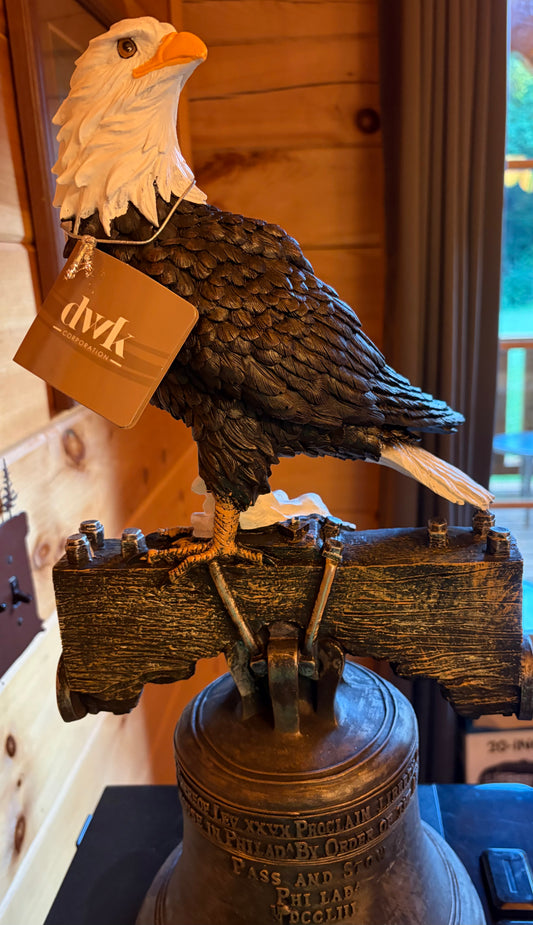 Freedom Ring Patriotic Eagle & Liberty Bell Statue-American Home Decor