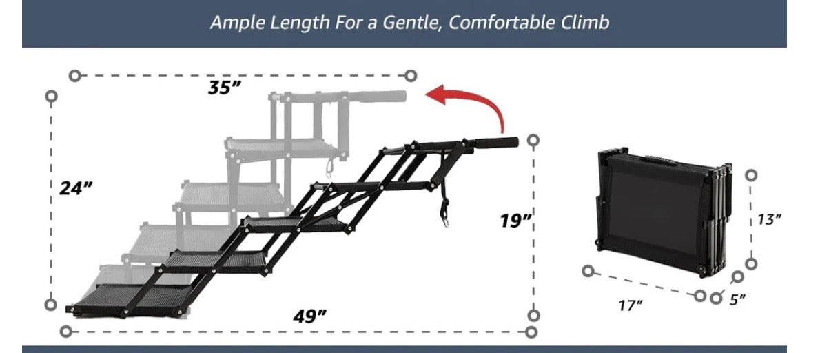 Oiilores Extra Wide Dog Stairs Pet Ramp for Large Dogs – 5 Steps, Non-Slip, 250 lb Capacity