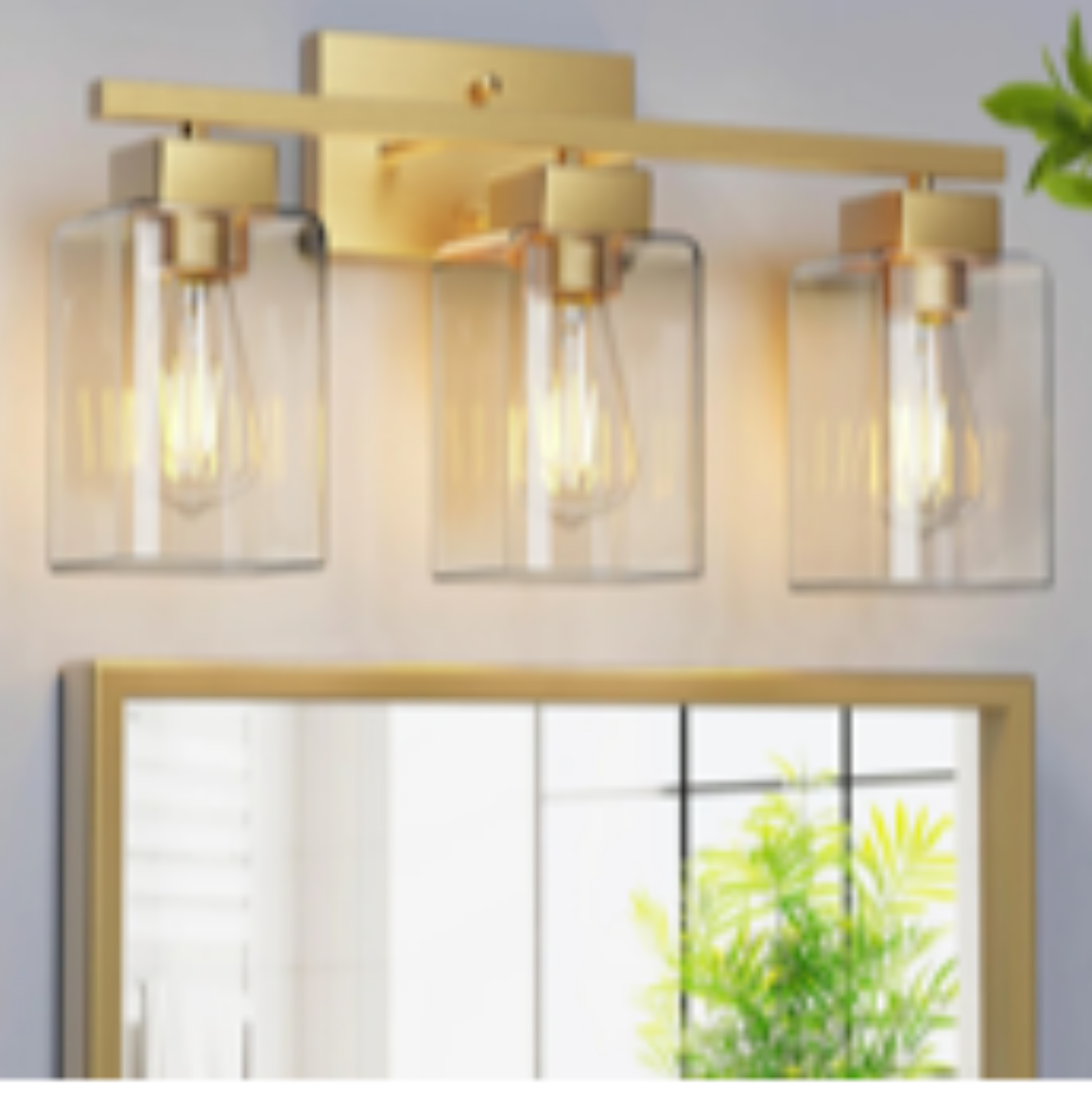 PARTPHONER 3-Light Bathroom Light fixture, Brushed Gold Modern Vanity Lights