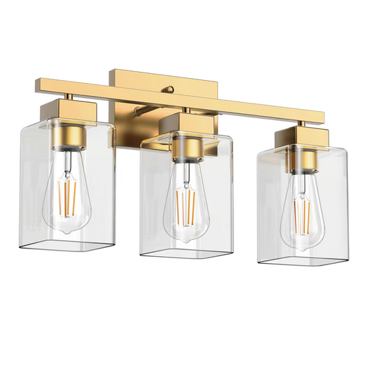 PARTPHONER 3-Light Bathroom Light fixture, Brushed Gold Modern Vanity Lights