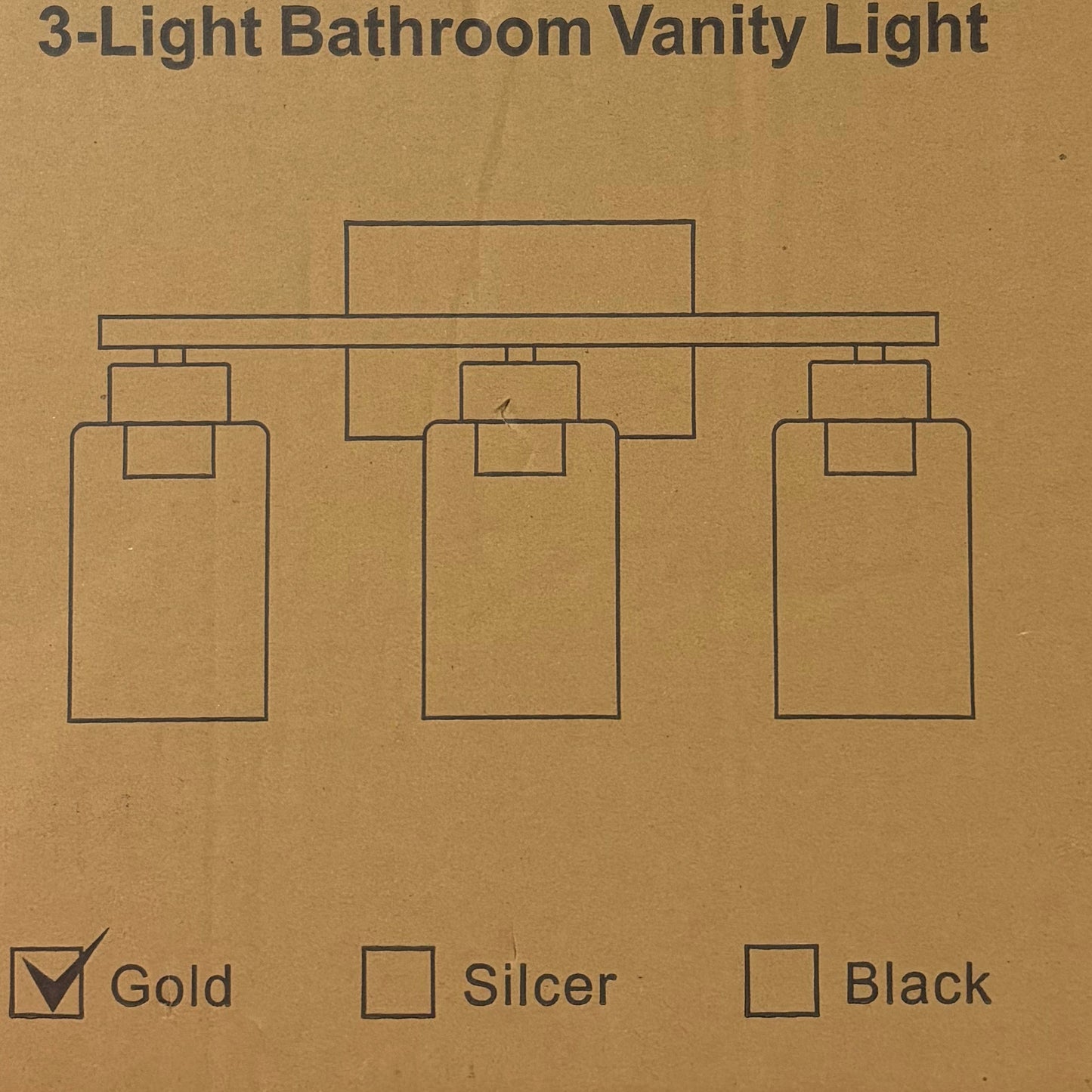 PARTPHONER 3-Light Bathroom Light fixture, Brushed Gold Modern Vanity Lights