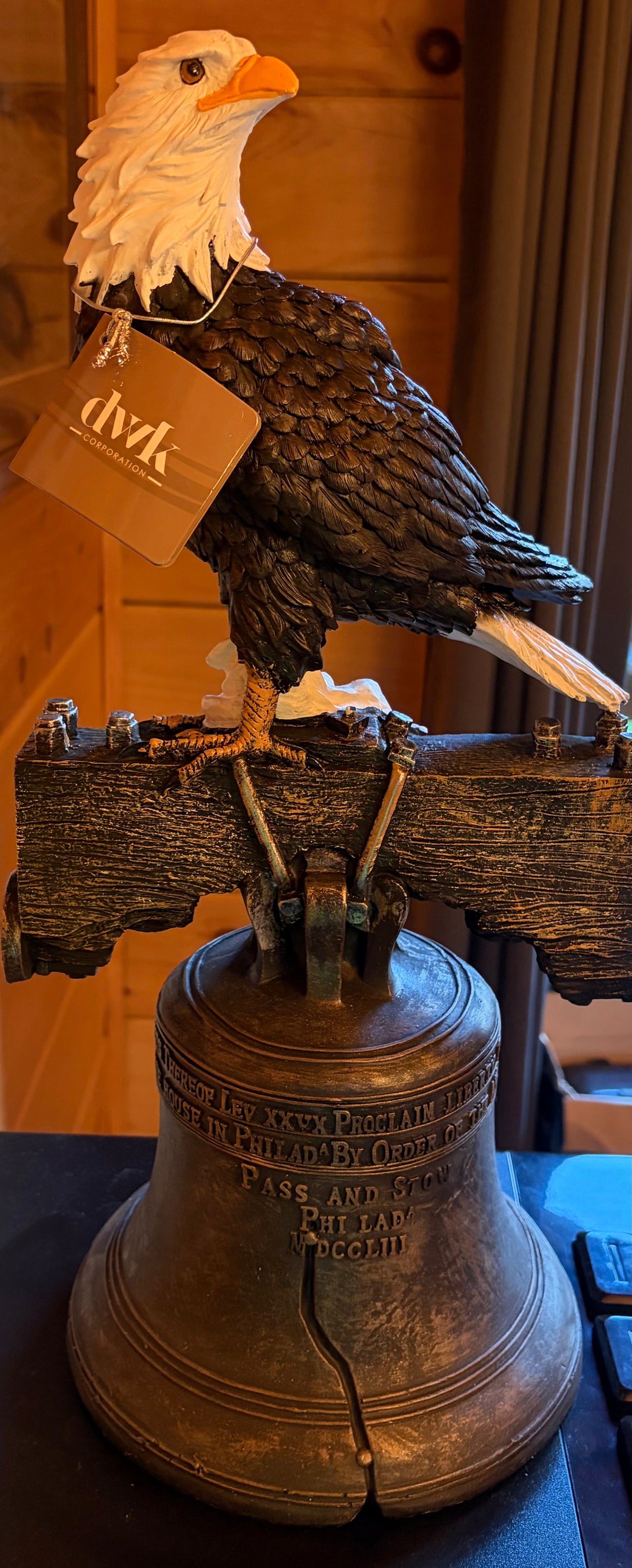 Freedom Ring Patriotic Eagle & Liberty Bell Statue-American Home Decor