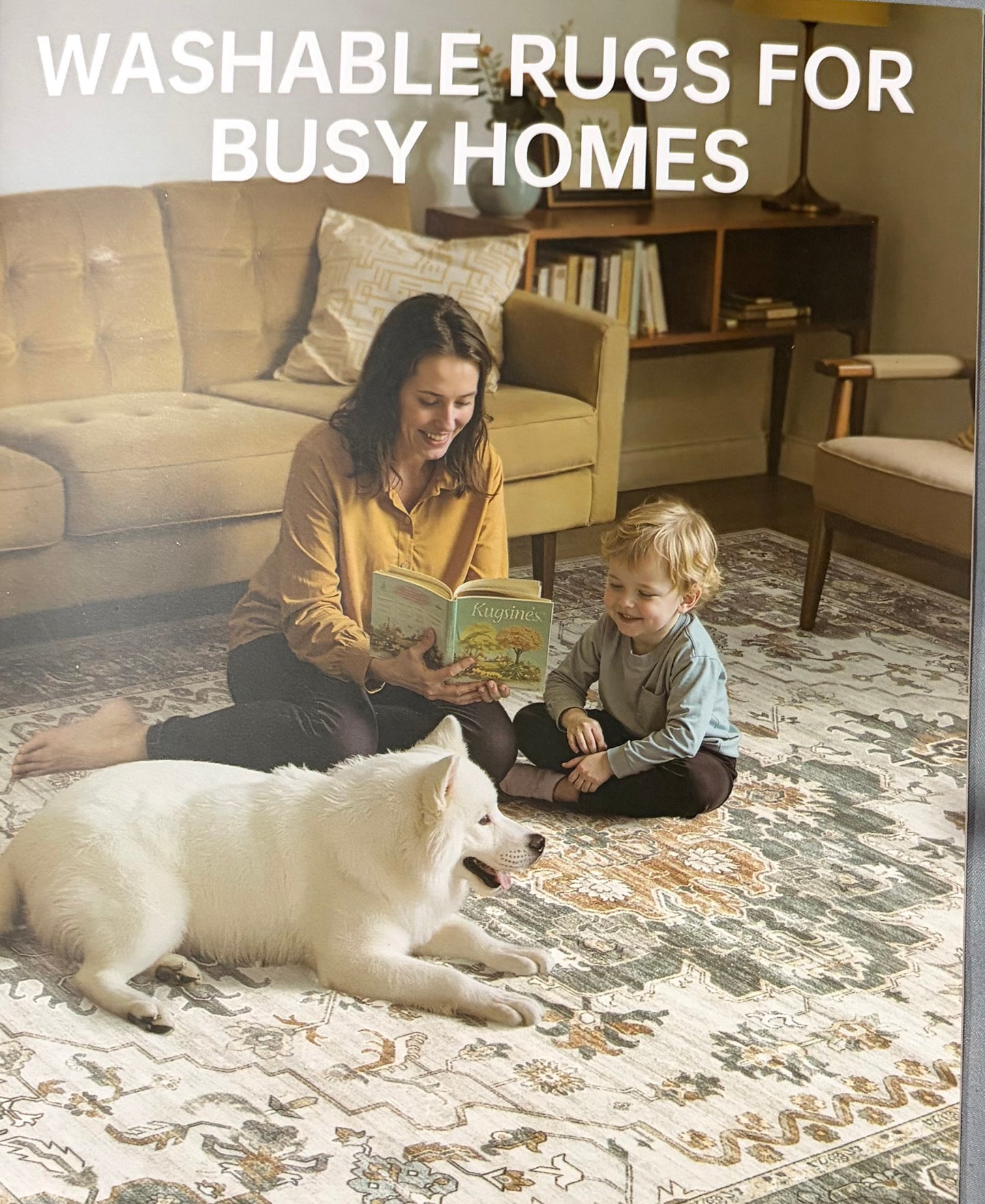 8 FT Round Washable Area Rug Non-Slip Vintage Medallion Design