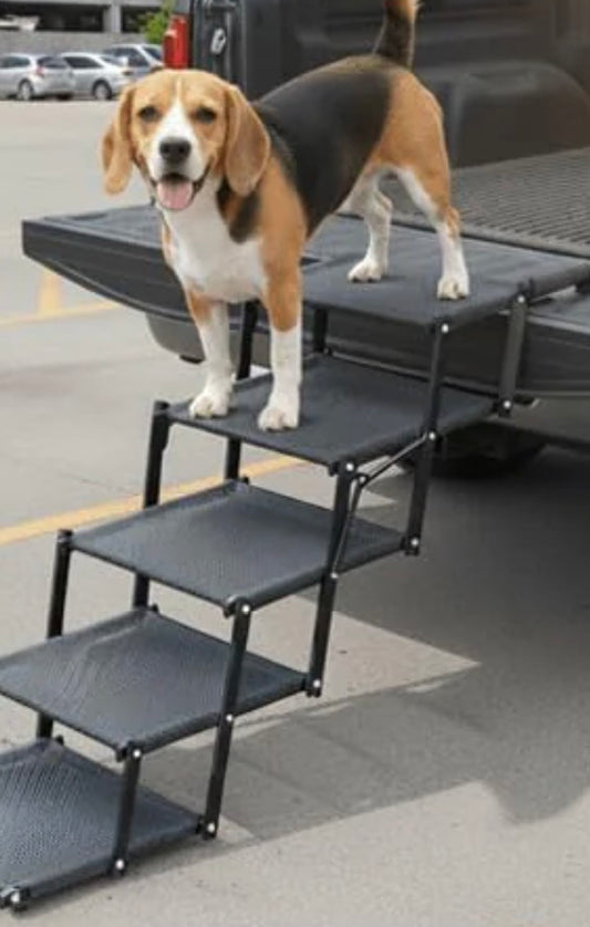 Oiilores Extra Wide Dog Stairs Pet Ramp for Large Dogs – 5 Steps, Non-Slip, 250 lb Capacity