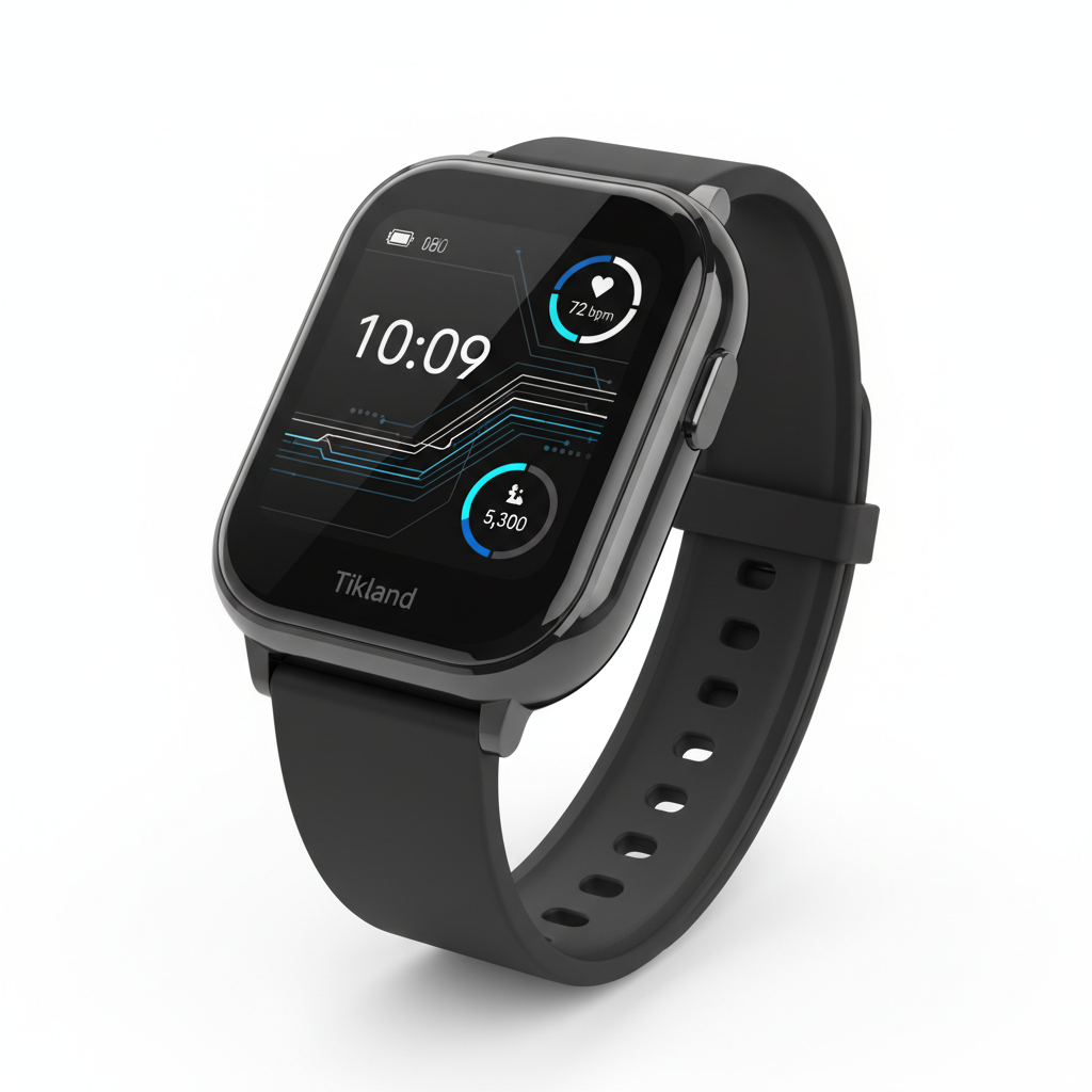 Tikland Smart Watch with black rectangular face